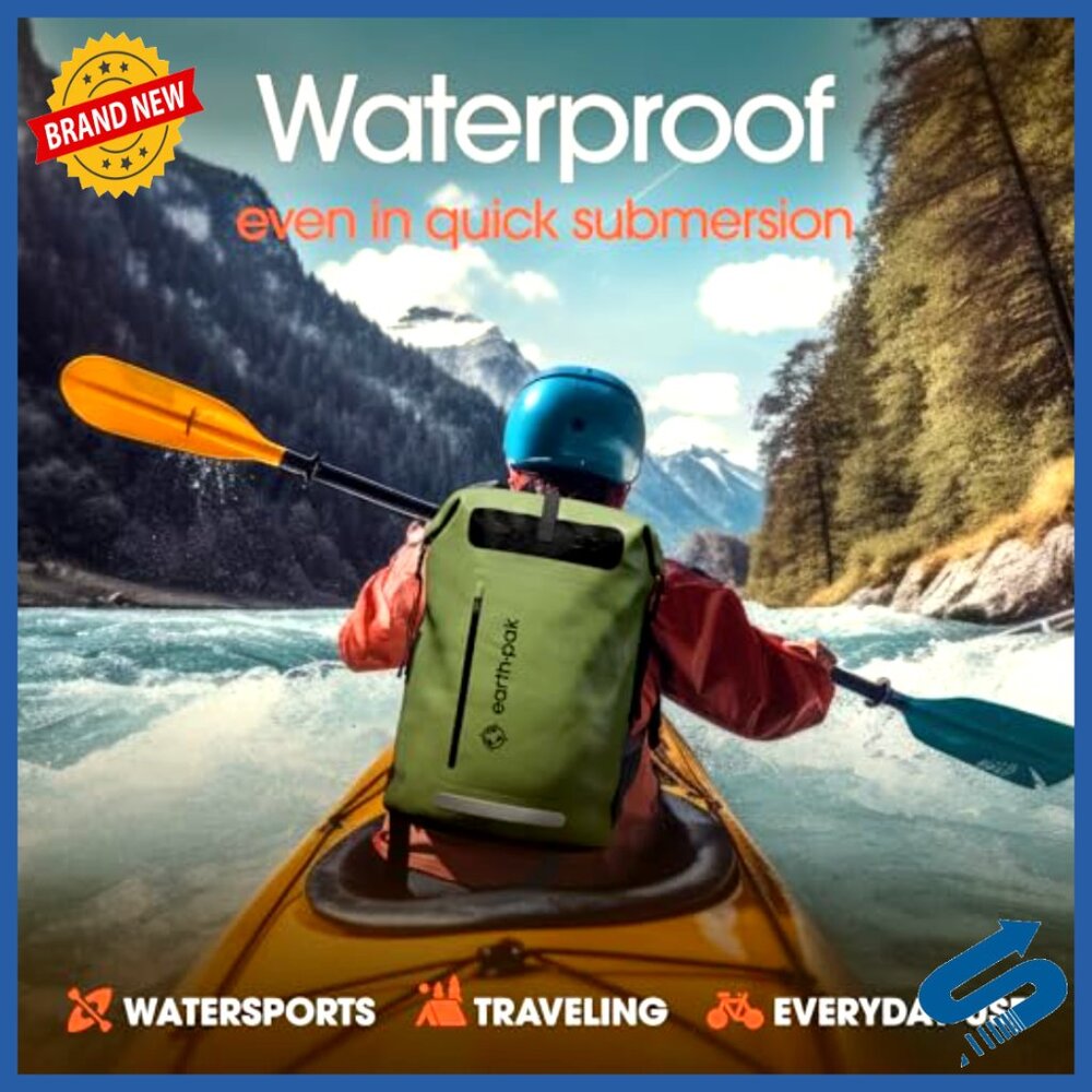 Waterproof Hiking Backpack with Roll-Top Closure and Padded Straps - Picture 3 of 6